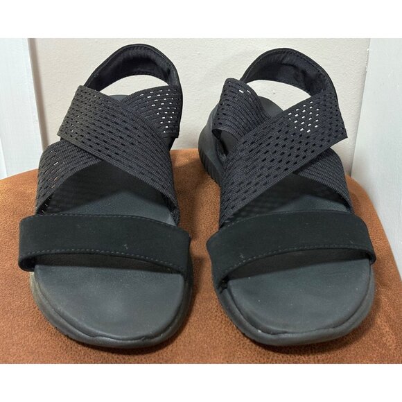 SKECHERS YOGA FOAM WOMENS SLINGBACK SLIP ON BLACK SANDALS SIZE 10 COMFORT LIGHT - Picture 2 of 8